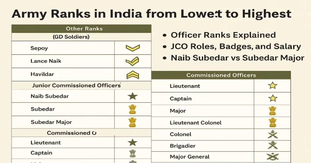 Army Ranks in India