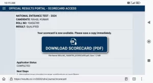 login page with Roll Number + DOB fields
